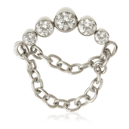 Ti Internal Bezel Crescent with Double Hanging Chain Attachment