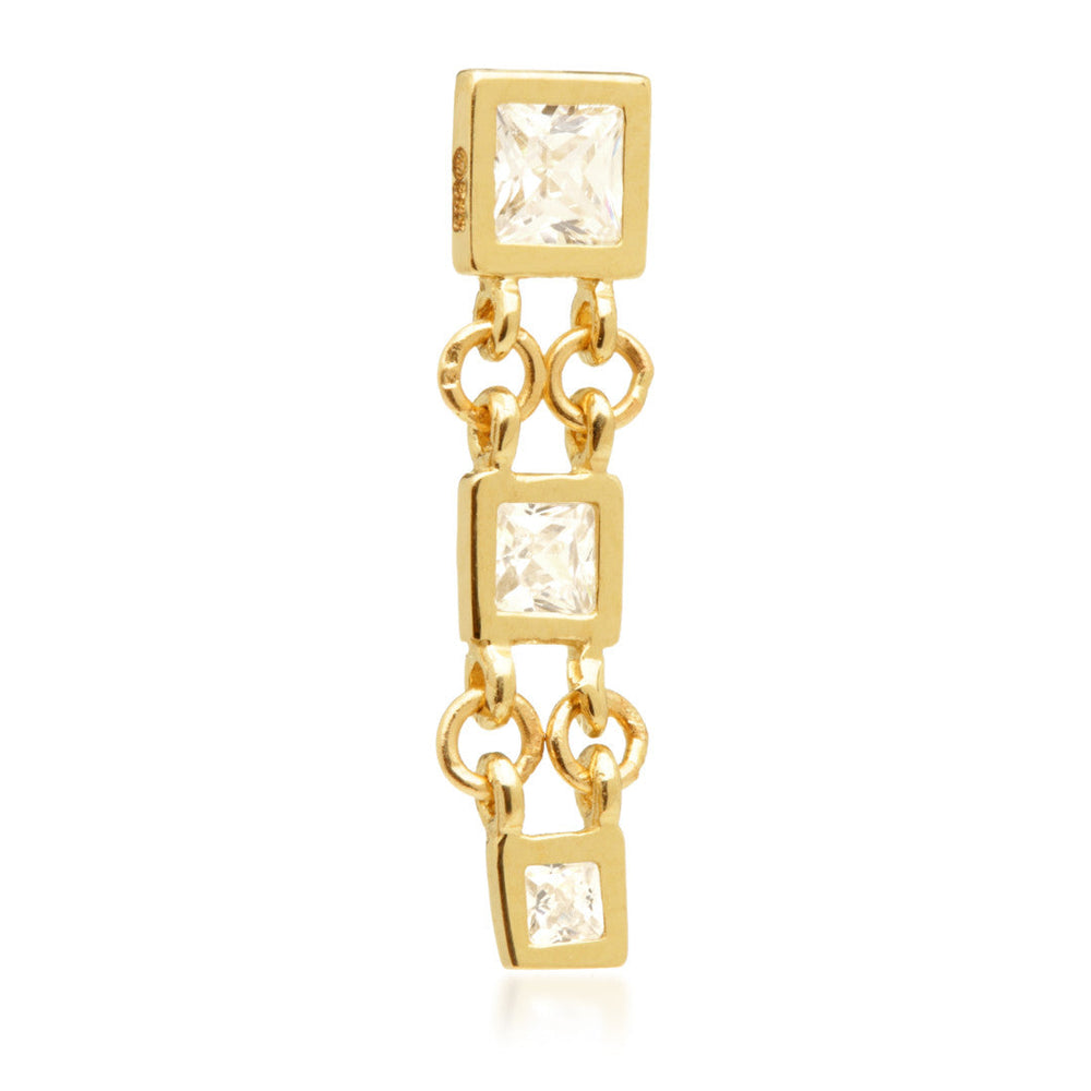TL - 14ct Threadless Triple Gem Square Linked Pin Attachment