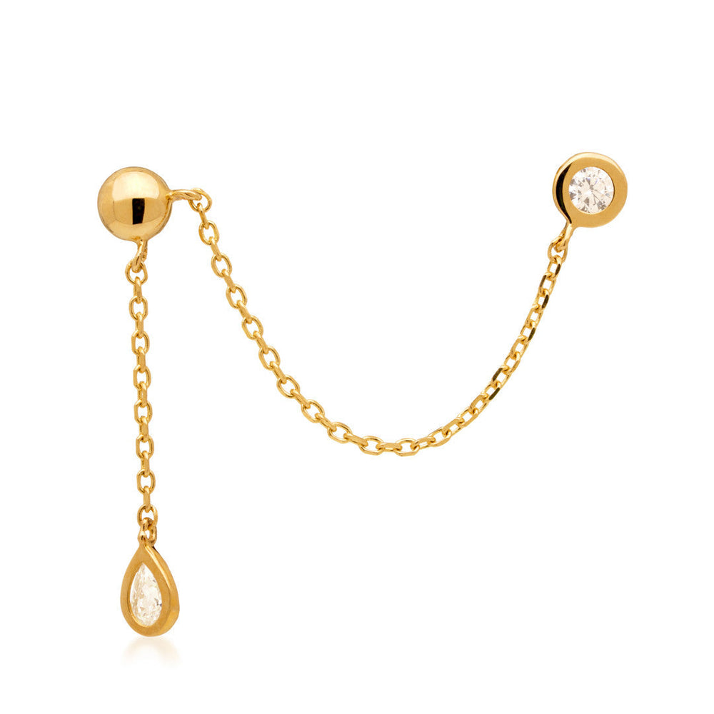 TL - 14ct Threadless Dome & Hanging Gems Double Pin Attachment