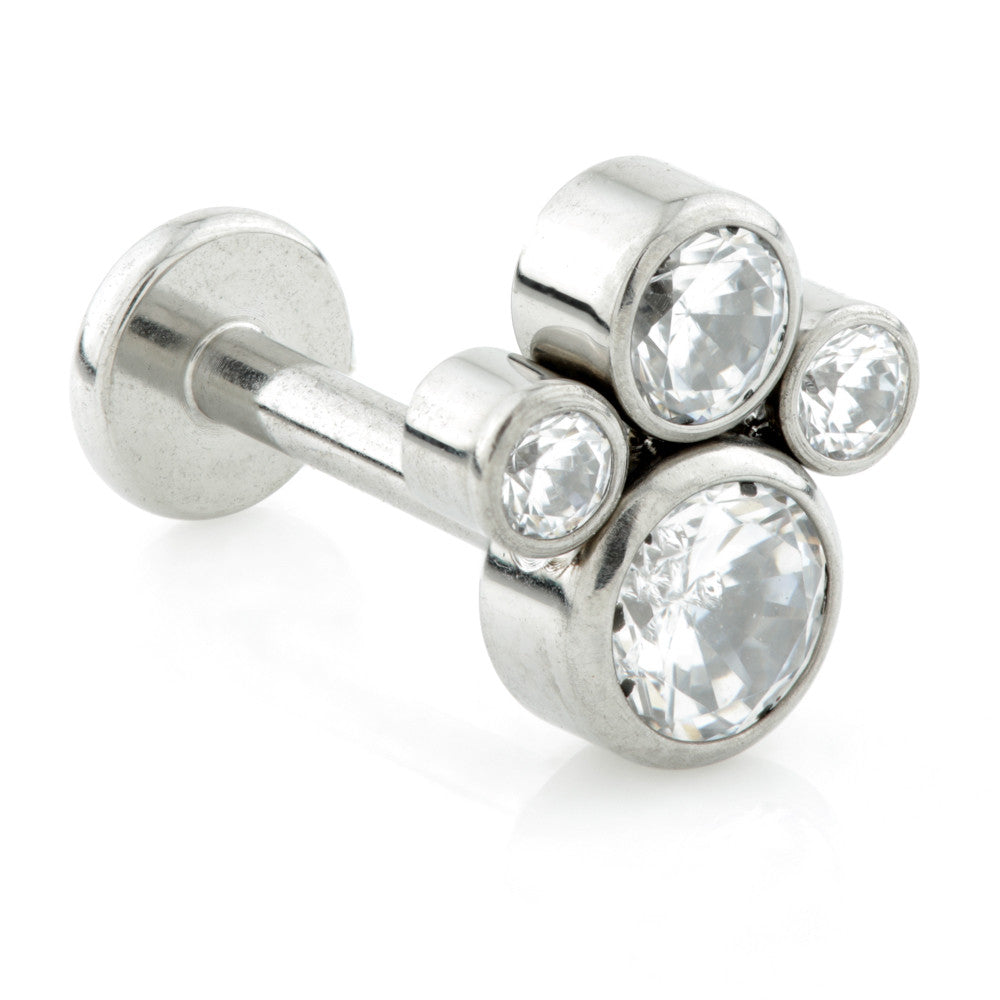 Ti Threadless Labret with Gem Quad Attachment