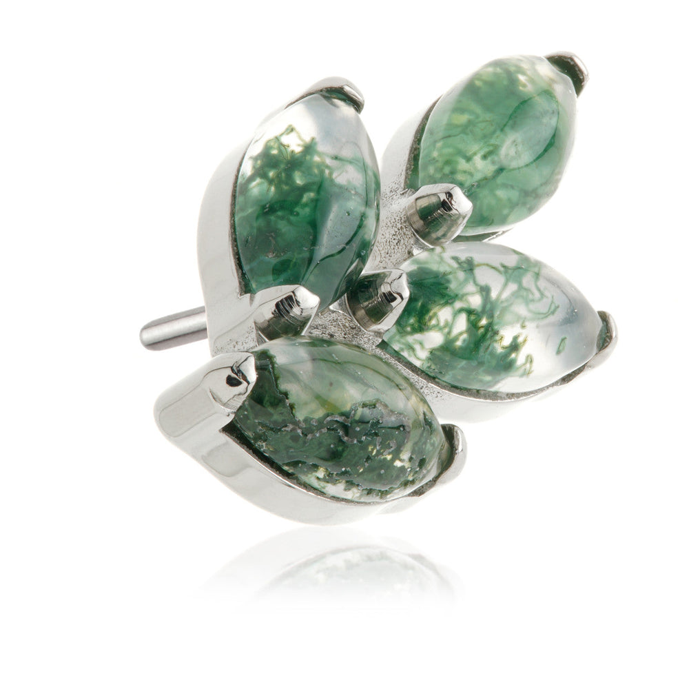 Ti Threadless Moss Agate Marquise Leaf Attachment