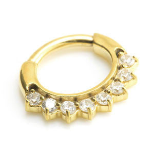 24K Yellow Gold PVD Small Jewelled Septum Ring