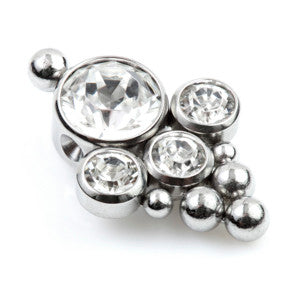 Ti Couture Titanium 4 Cluster Gems Flat Clip In Disk