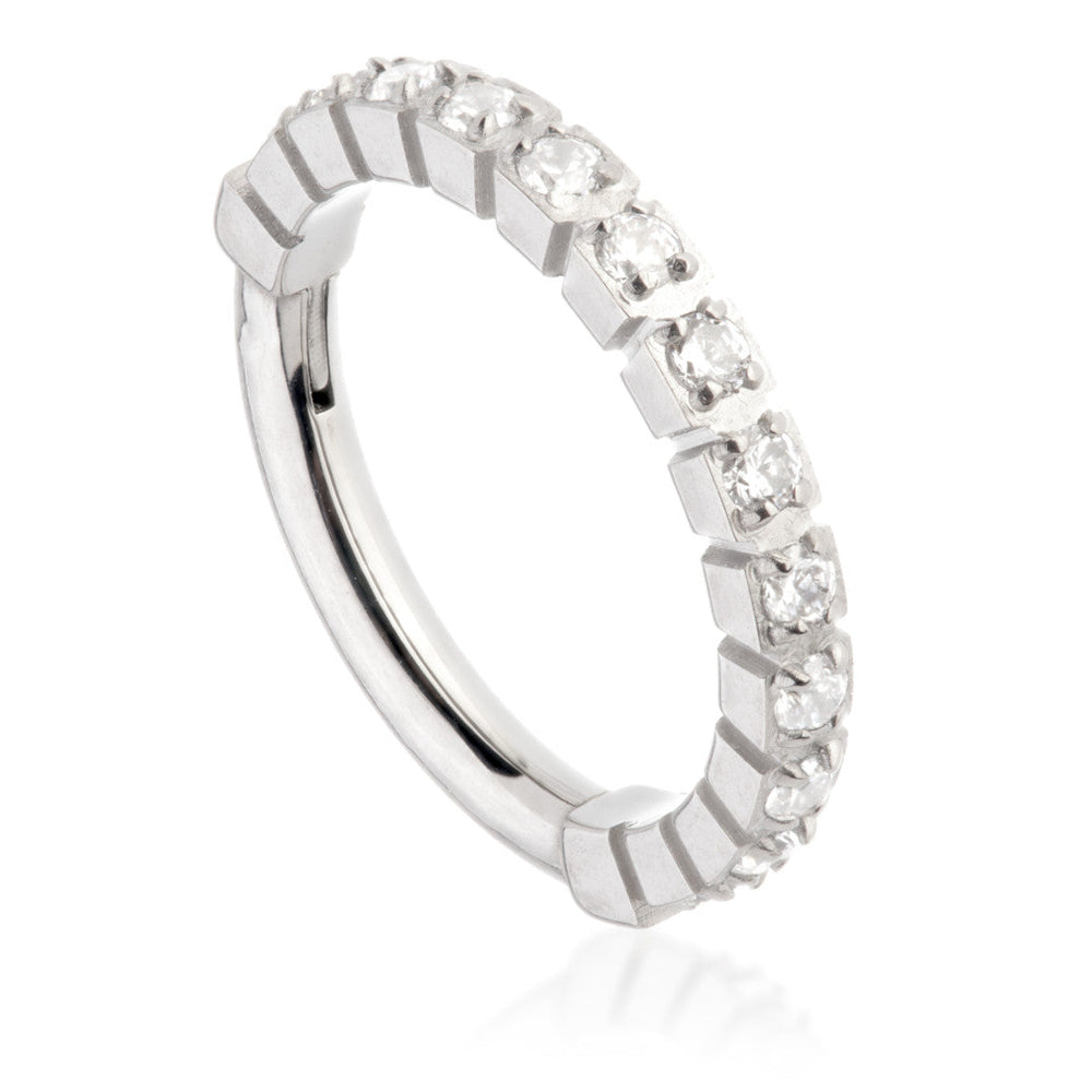 Ti Couture Jewelled Pave Front Facing Square Print Hinged Ring