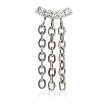 Titanium Internal Threaded Curved 5 Gem Attachment with Hanging Chains