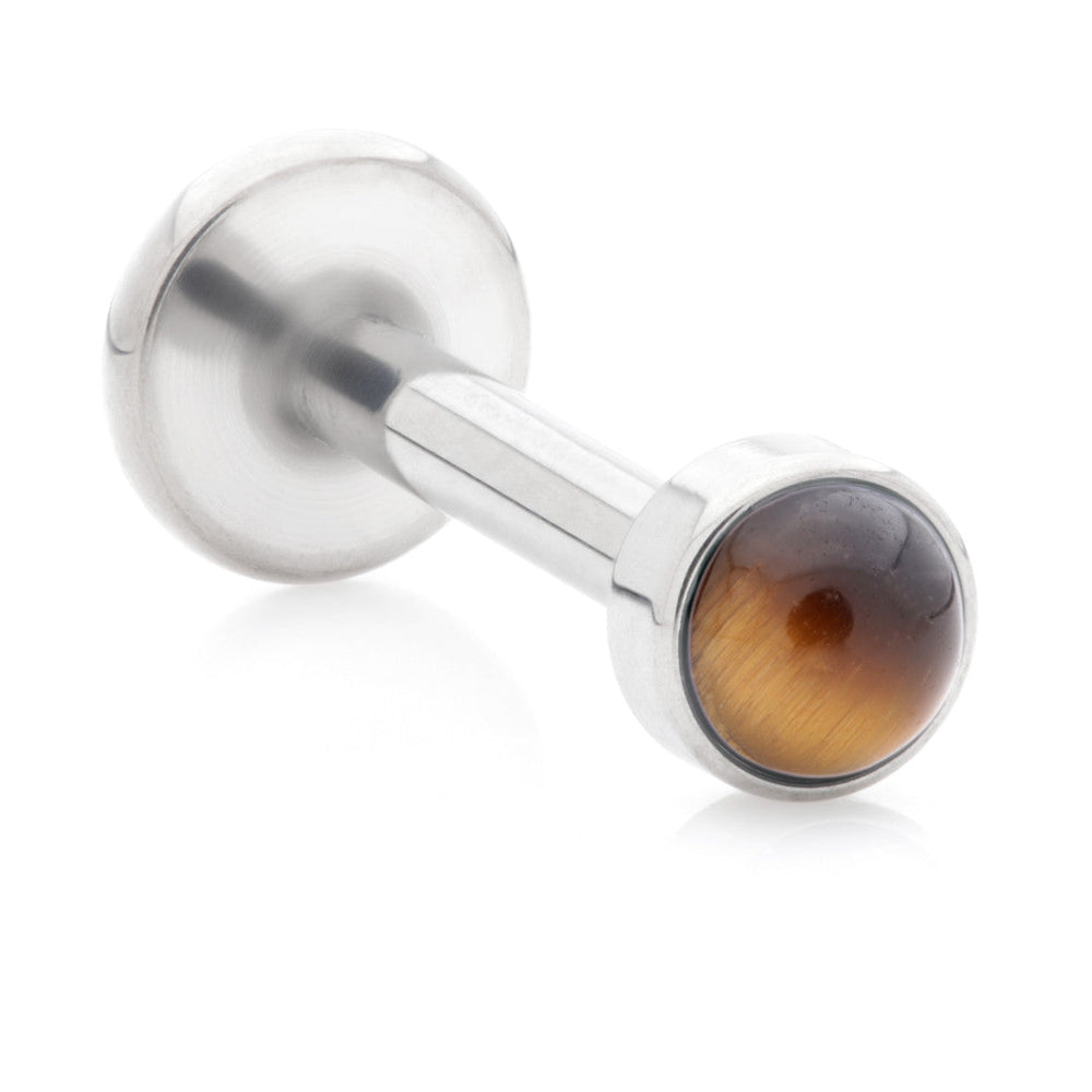 Ti Internal Labret with Tiger Eye Stone Bezel Attachment
