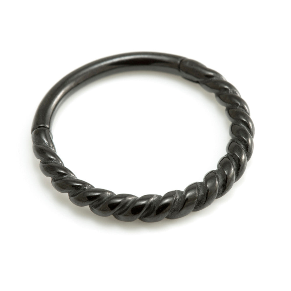 Black Steel Twisted Hinge Conch Ring 1.2mm
