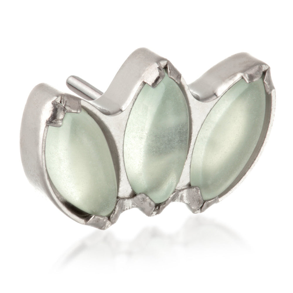 Ti Threadless Triple Marquise Attachment with Jade Stone