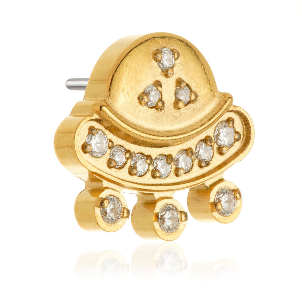 Zircon Gold Titanium UFO with Gems Attachment