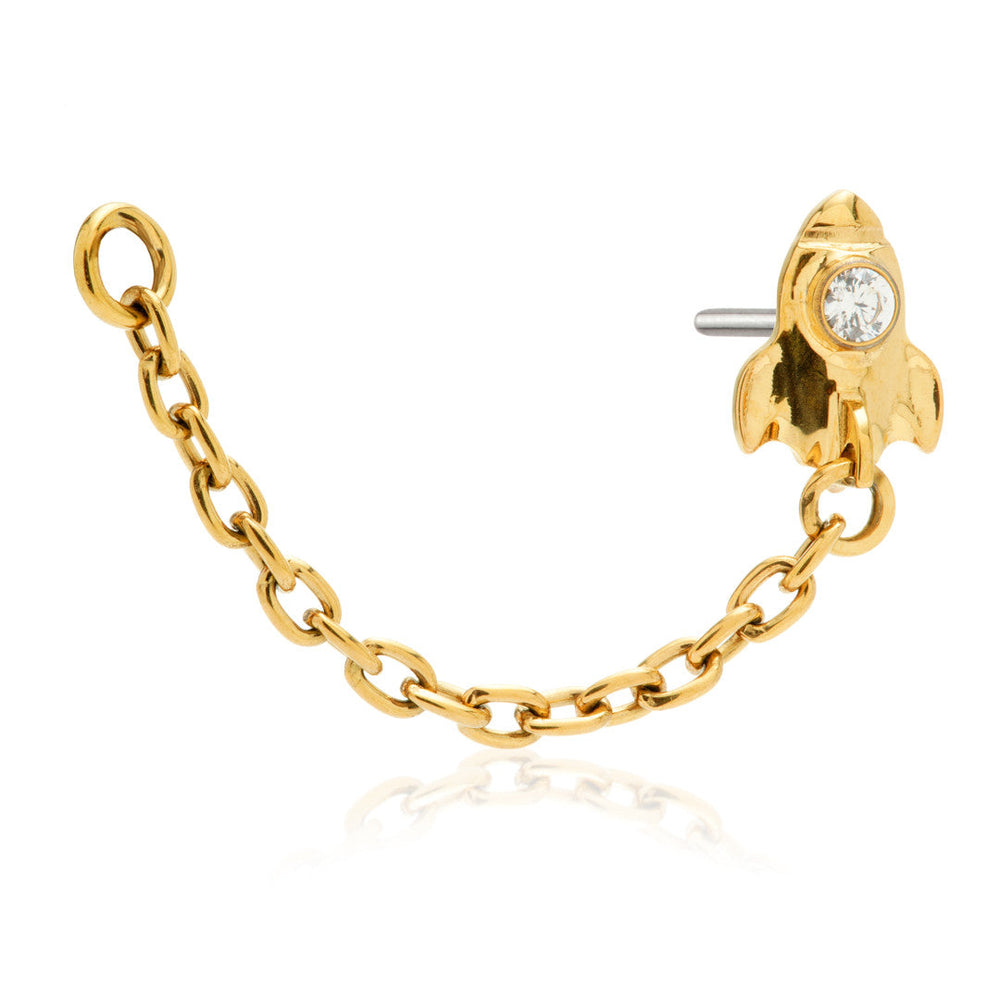 TiC Zircon Gold Threadless Space Rocket with Chain