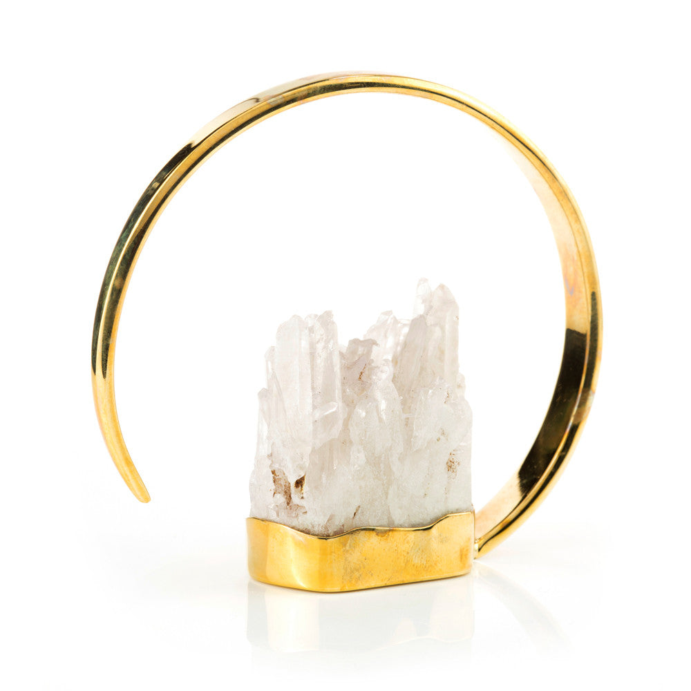 1x Crystal Cluster Brass Circle Ear Weight
