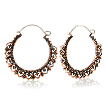 Copper Heart Hoop Earrings (Pair)
