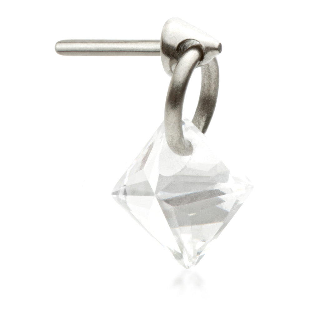Ti Threadless Attachment with Princess Cut Gem Charm