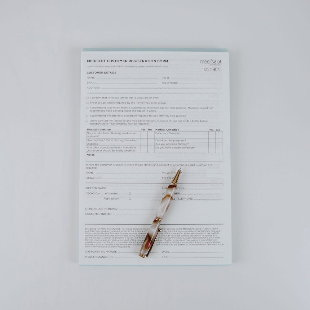 Studex Nose Piercing Client Registration Book
