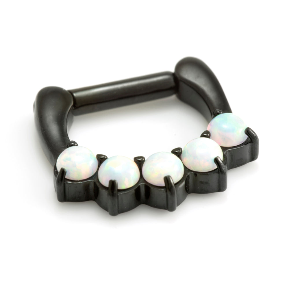 Black Steel Opal Gem Septum Ring