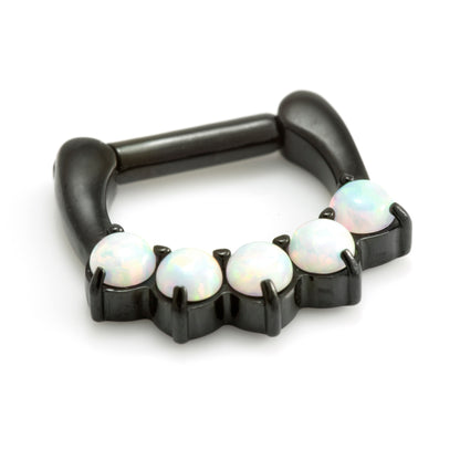 Black Steel Opal Gem Septum Ring