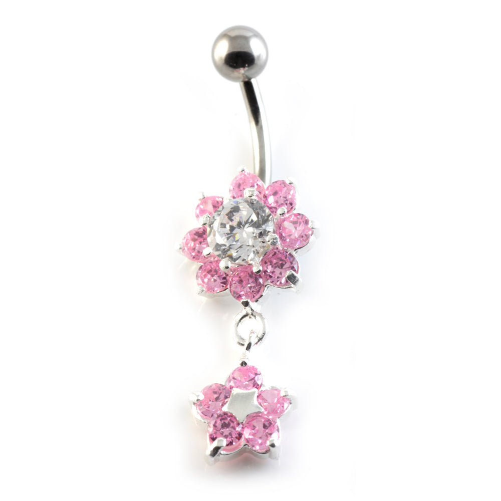 Flower Drop Flower Silver & Steel Navel