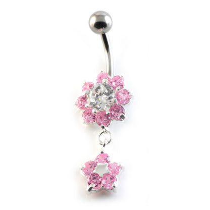 Flower Drop Flower Silver & Steel Navel