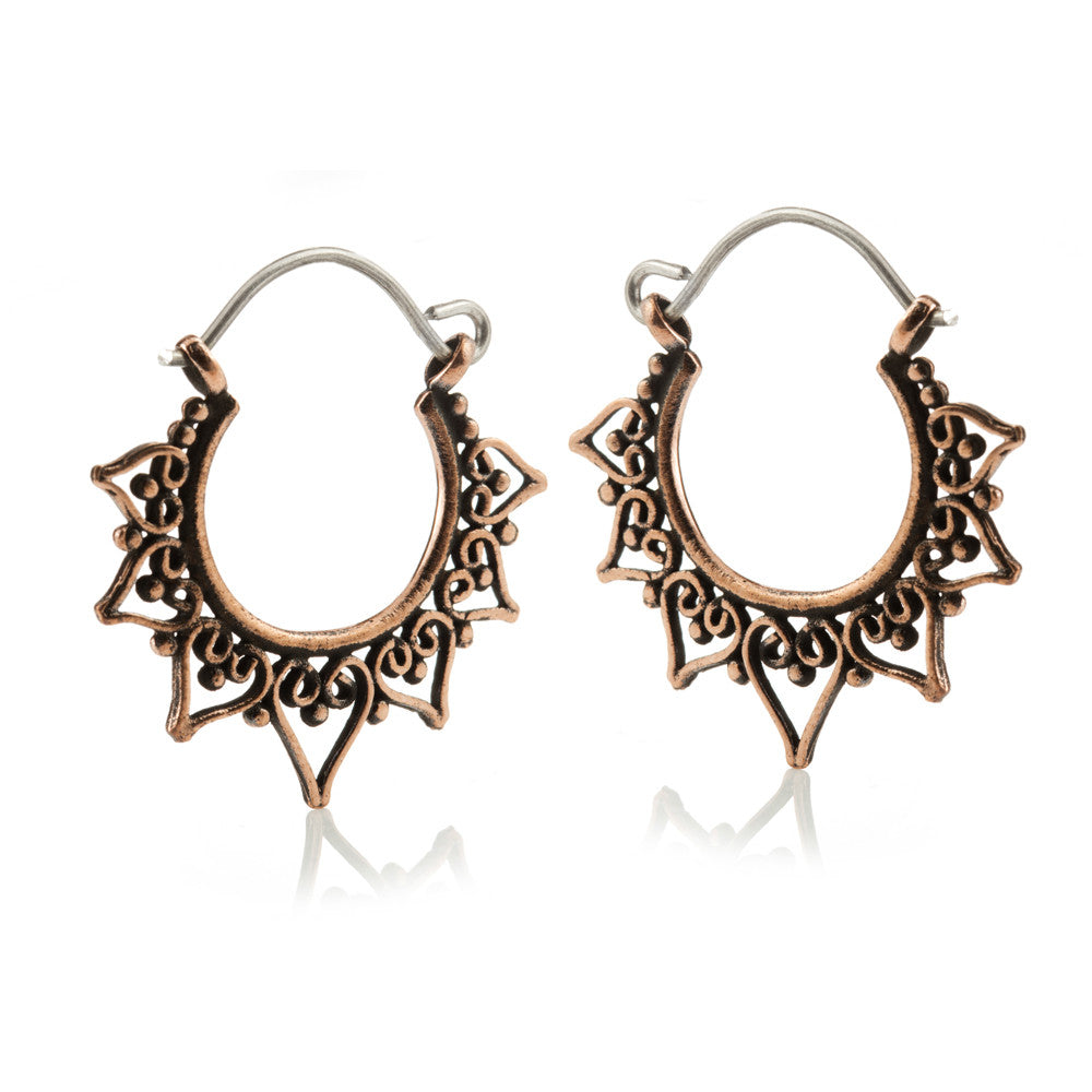 Copper Small Heart Hoop Earrings (Pair)