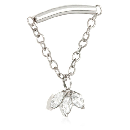 Ti Internal Curved Bar with Hanging Marquise Attachment