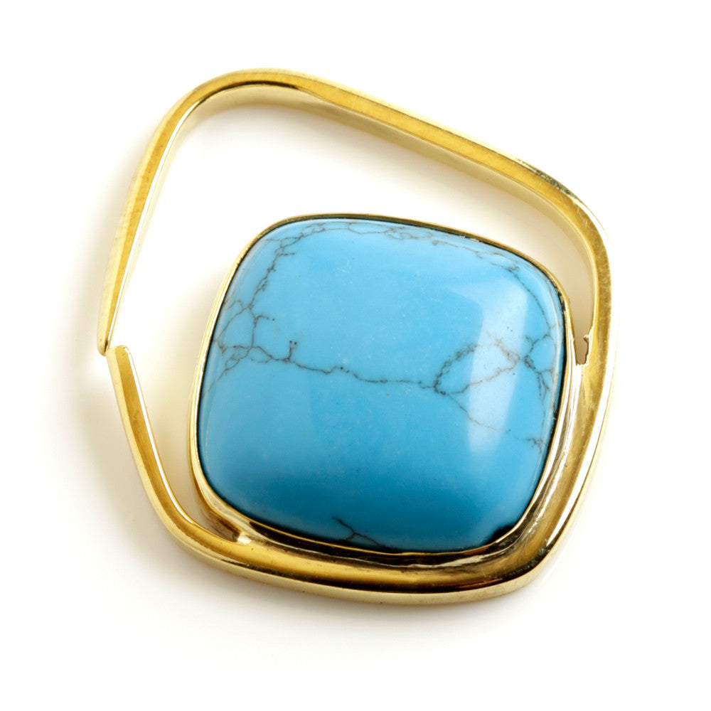 1x Turquoise Stone on Brass Surround