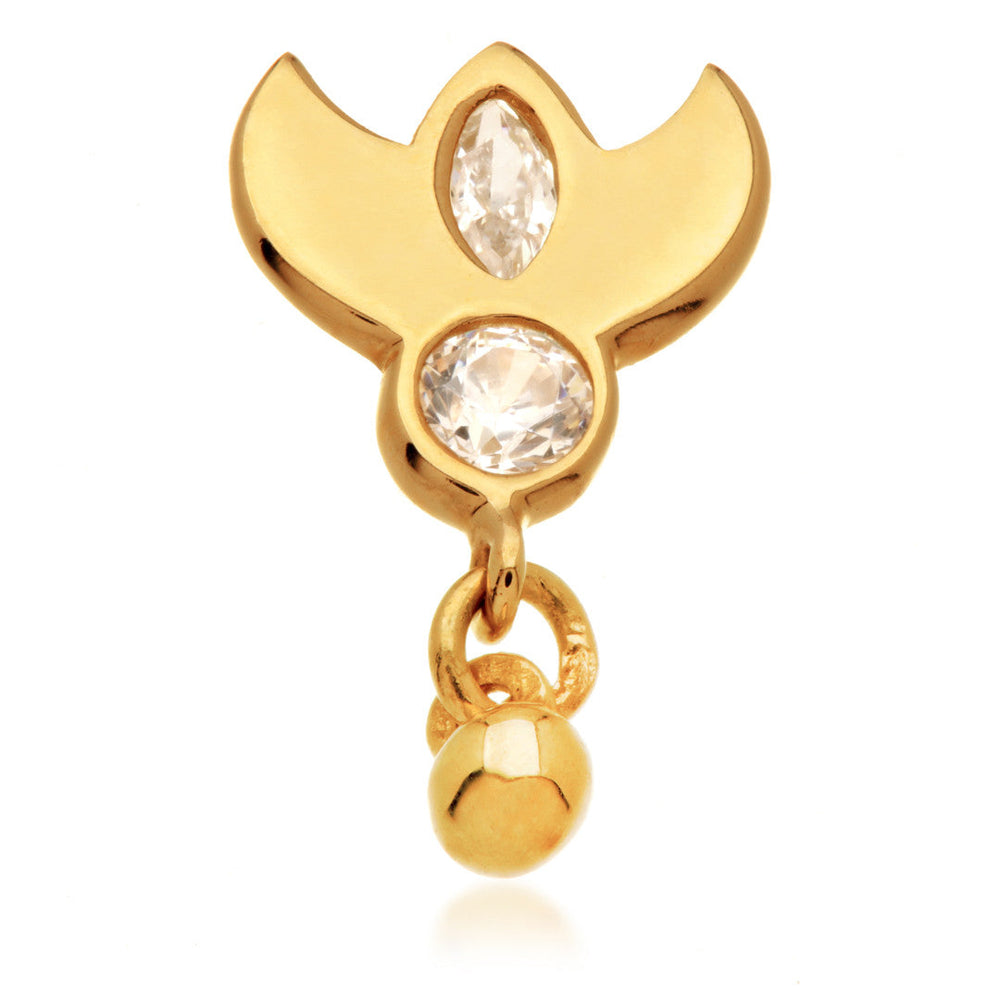 TL - 14ct Threadless Jewelled Wing & Ball Attachment
