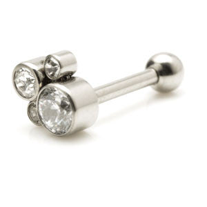Titanium Barbell with 1x Titanium Quad Crystal Gems
