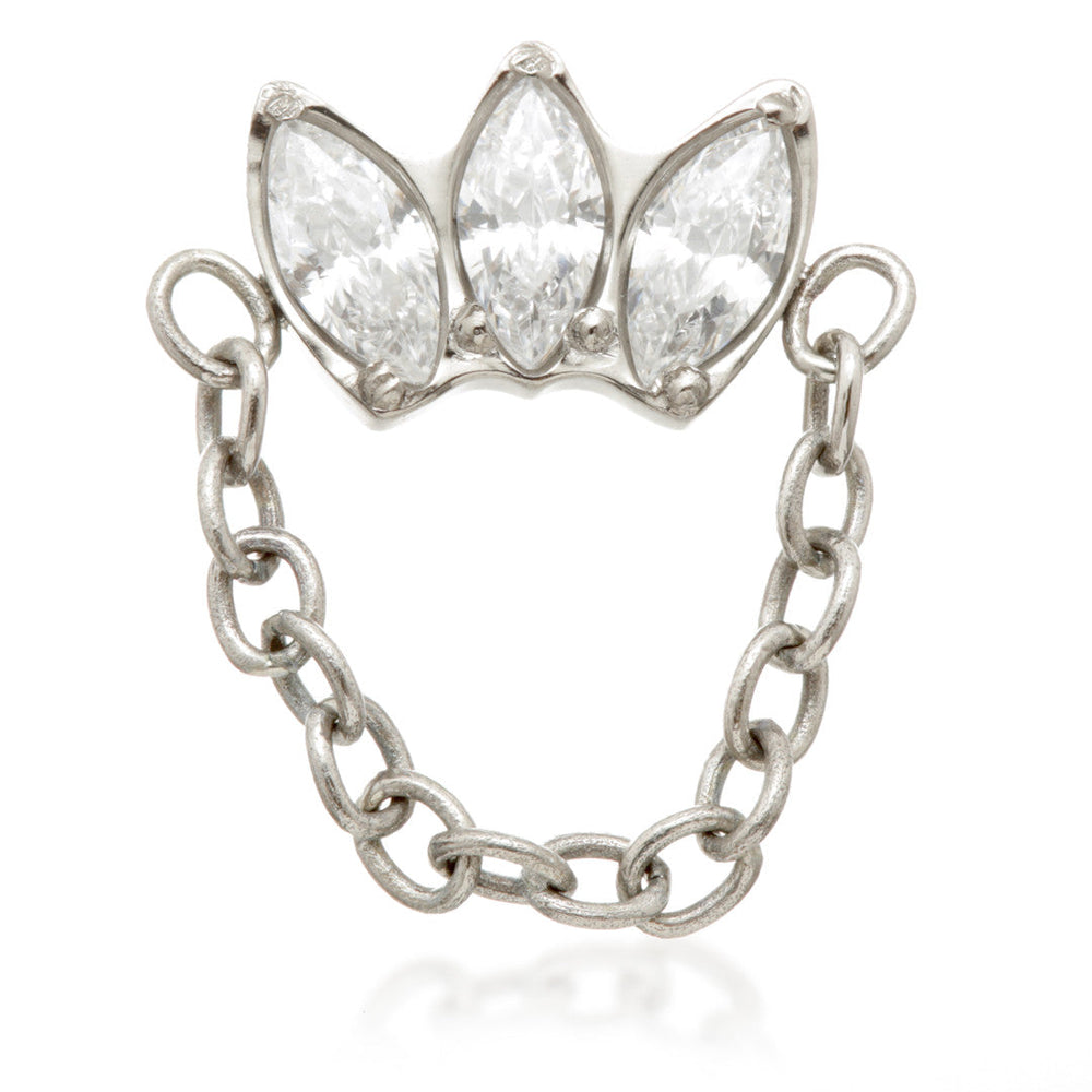 Ti Threadless Triple Marquise with Hanging Chain Attachment