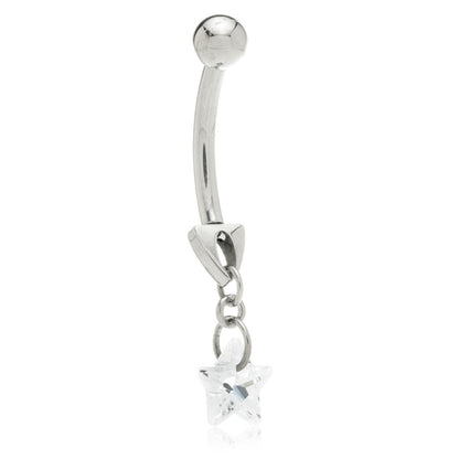 TiC Reversible Belly Bar with Crystal Star - 10