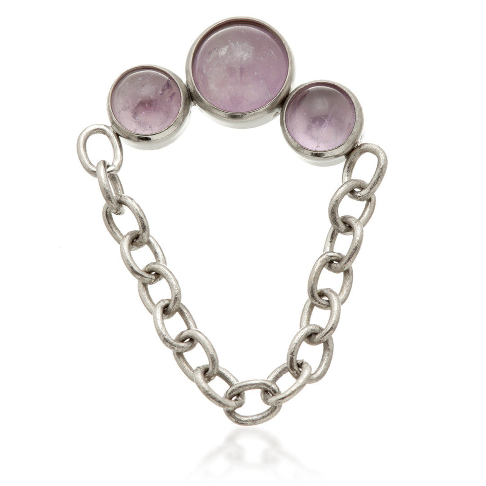 Ti Internal Triple Amethyst Stone Bezel with Hanging Chain Attachment