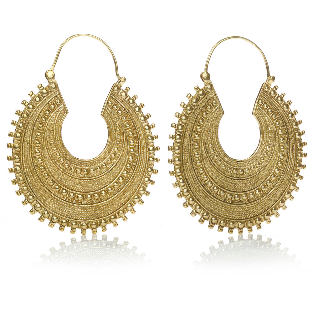 Mandala Jewellery - Massive Disk Brass Hoop Earring (Pair)