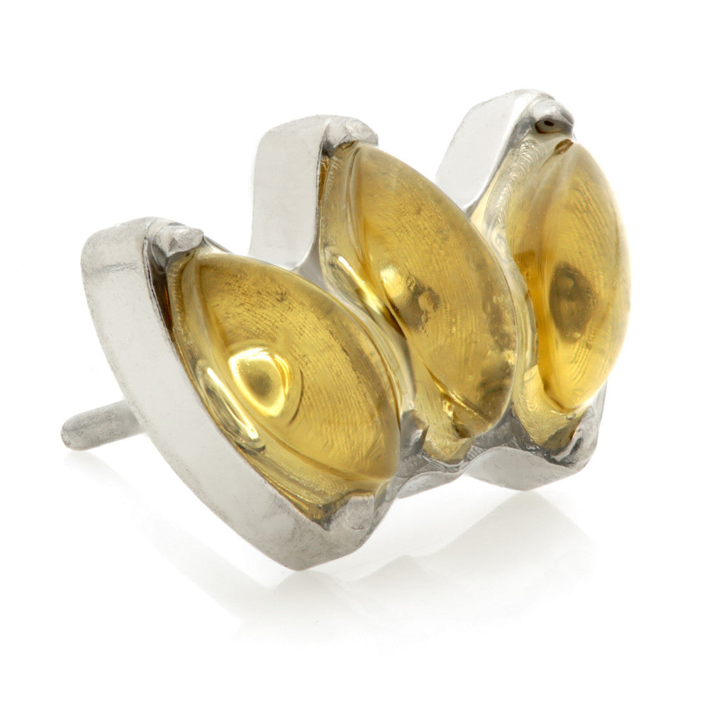 Ti Threadless Triple Marquise Attachment with Citrine Stone