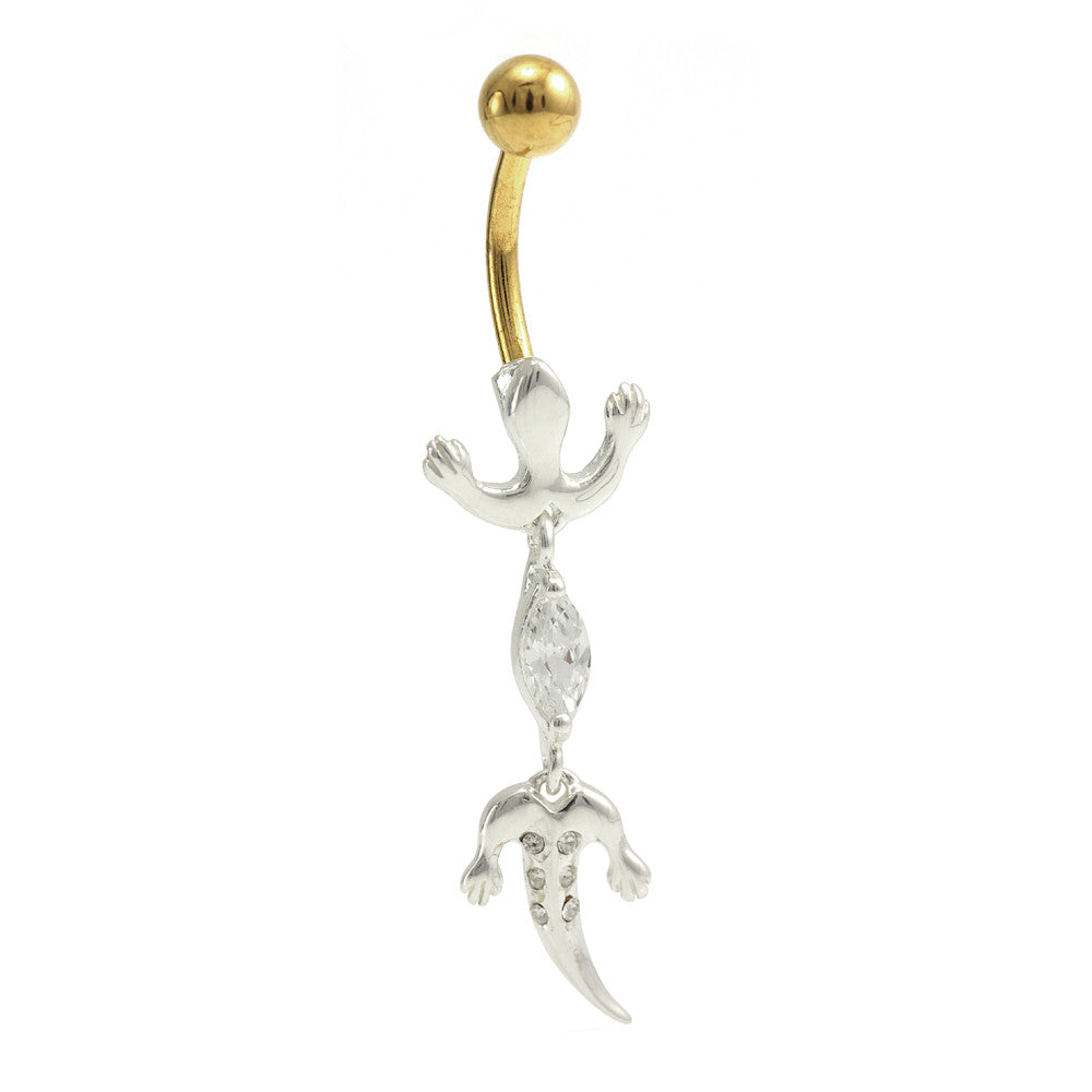 Lizard on Gold PVD Navel