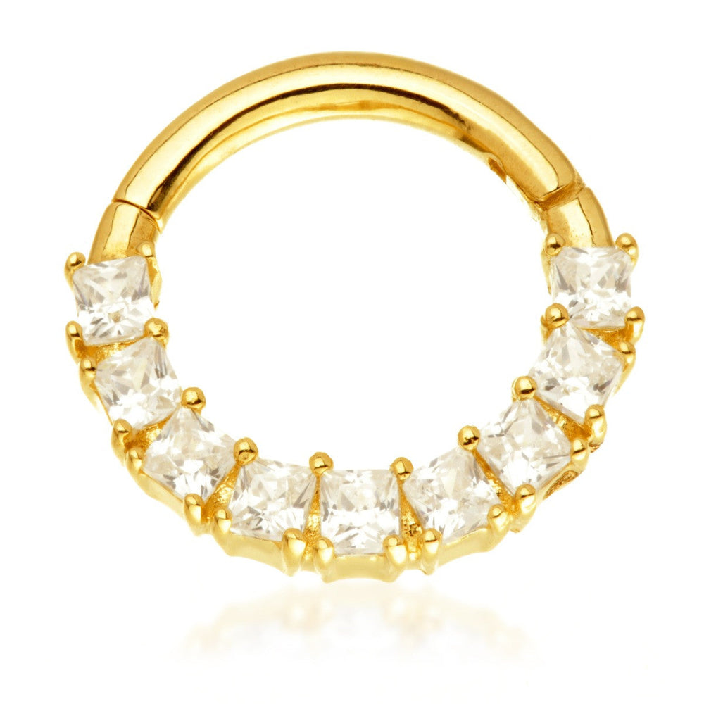 TL - Gold Front Facing Princess Cut Cluster Hinge Ring-14K-Y-1.2-8