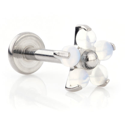 Ti Threadless Labret with Opalite Flower Attachment