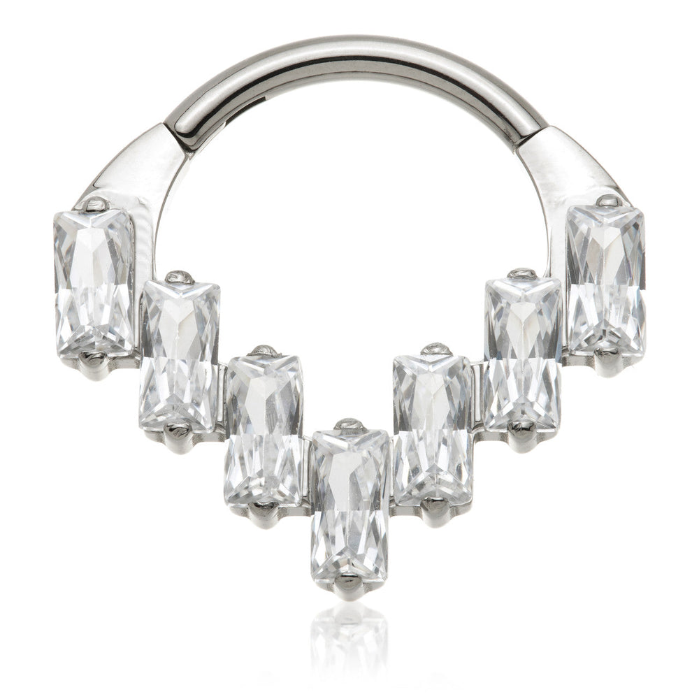 Titanium Front Facing Multi Baguette Hinge Ring