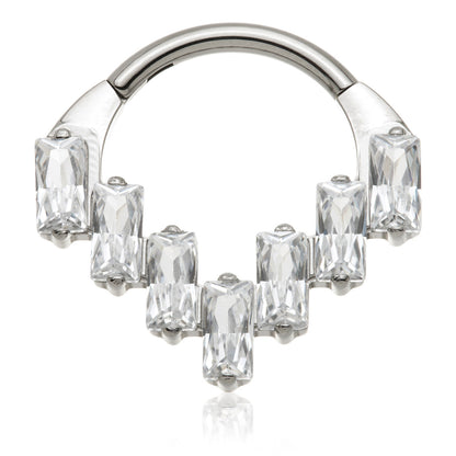 Titanium Front Facing Multi Baguette Hinge Ring