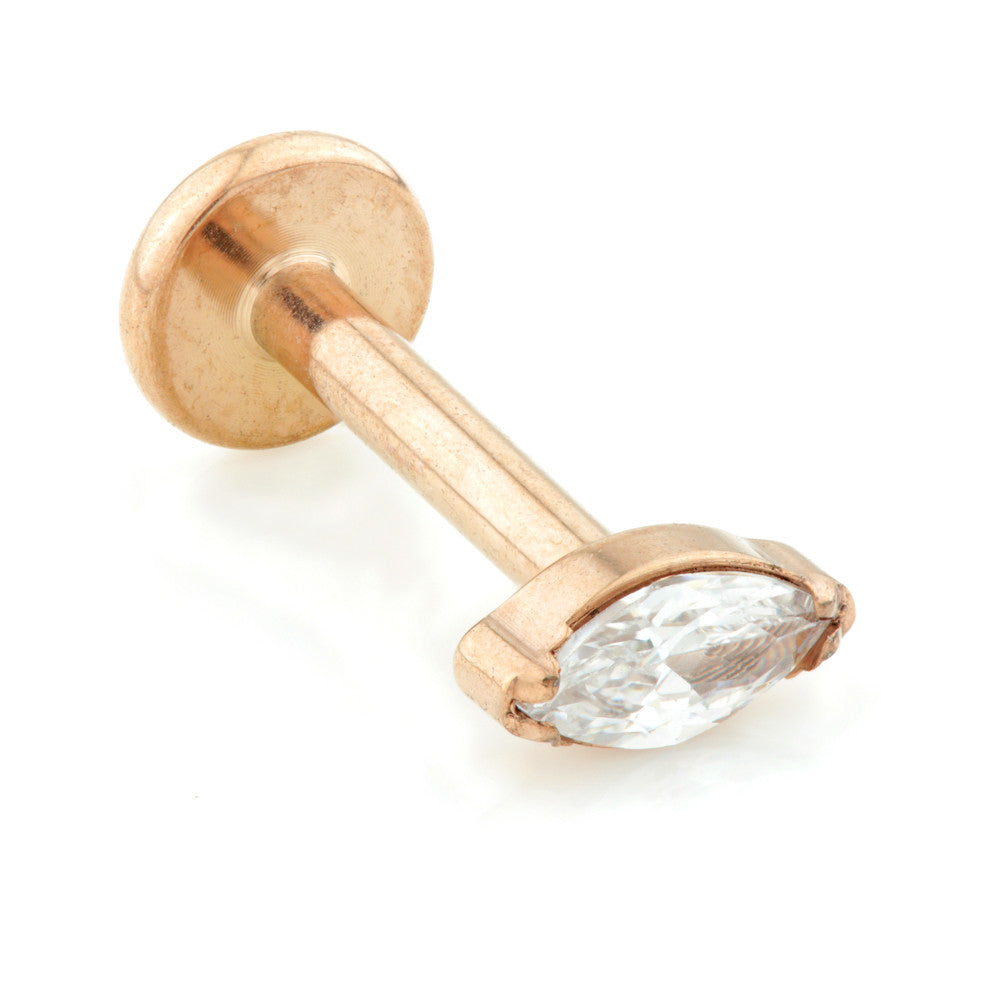 Internal Rose Gold Ti Labret with Marquise Gem Attachment