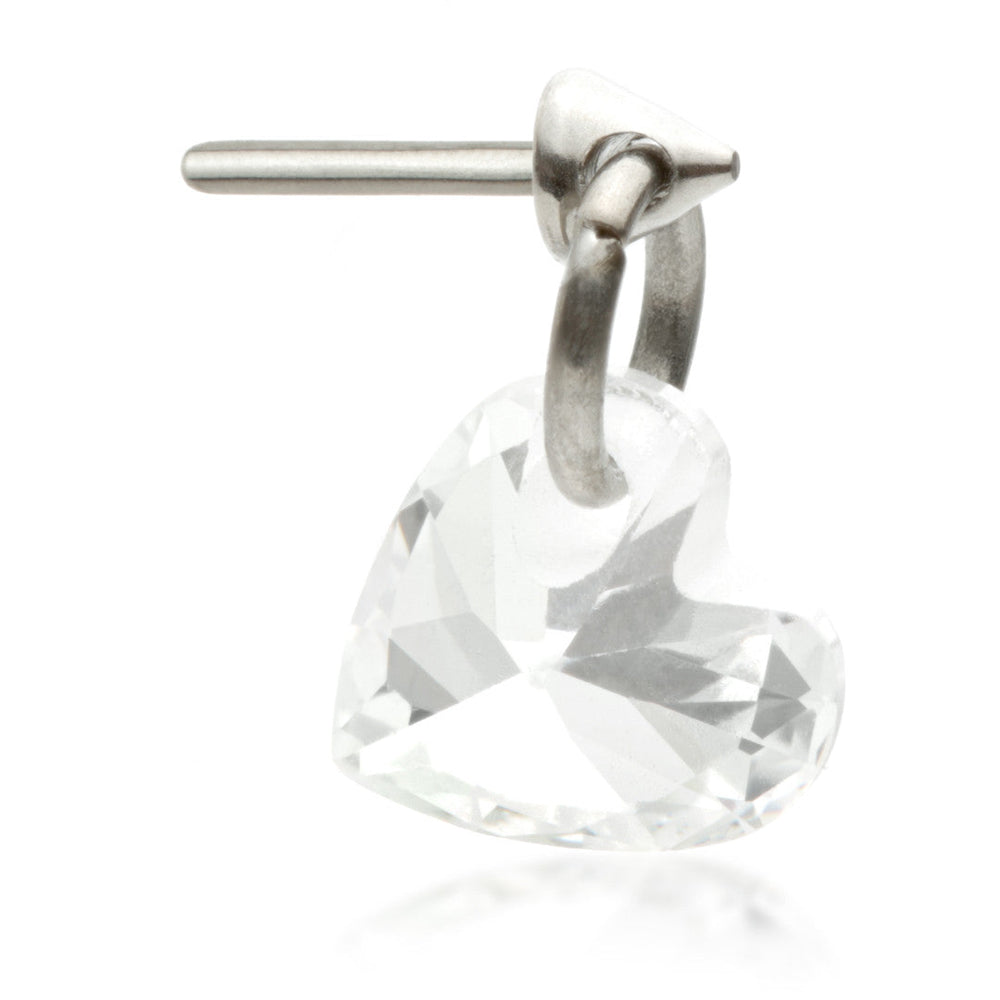 Ti Threadless Attachment with Heart Shaped Gem Charm