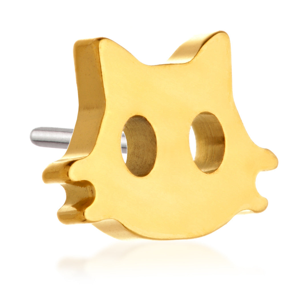 Zircon Gold Ti Threadless Cat Face Attachment | Wholesale Body Jewellery