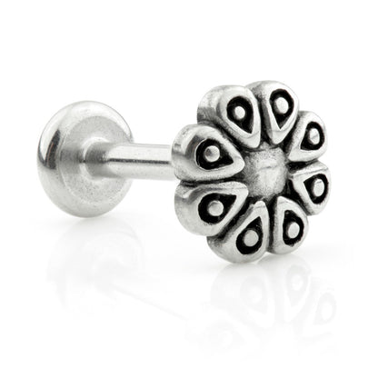 Internal Steel Labrets with Steel Flower 8 Petals