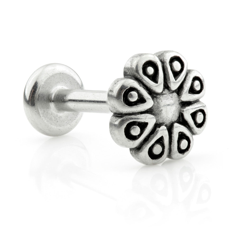 Internal Steel Labrets with Steel Flower 6 Petals
