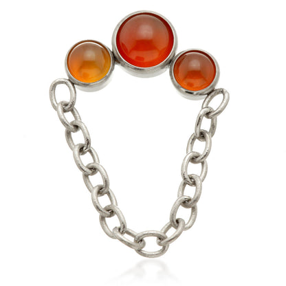 Ti Internal Triple Red Agate Stone Bezel with Hanging Chain Attachment