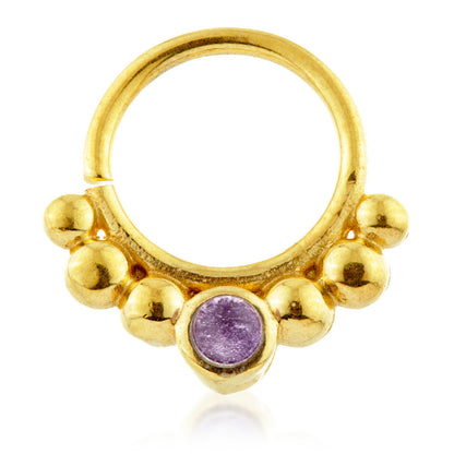 Dot Silver Open Ring with Round Gem