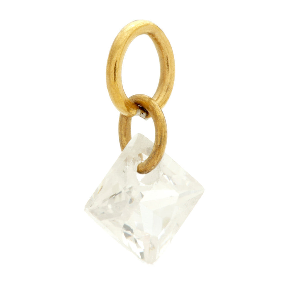 Zircon Gold Ti Princess Cut Gem Charm Attachment