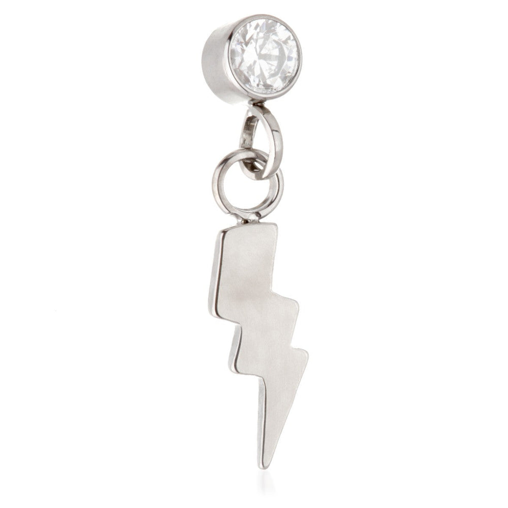 Ti Internal Jewelled Bezel Attachment with Hanging Lightning Bolt Charm