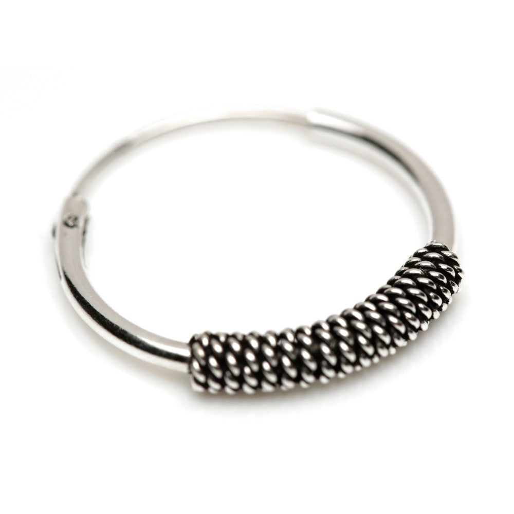 Rope Silver Hoops on Plastic Display Board - 36 Pairs