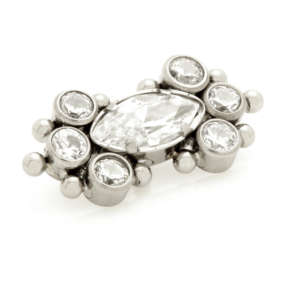 Ti Couture Internal Jewelled Marquise with Side Bezel Gems Attachment (0.9mm thread)