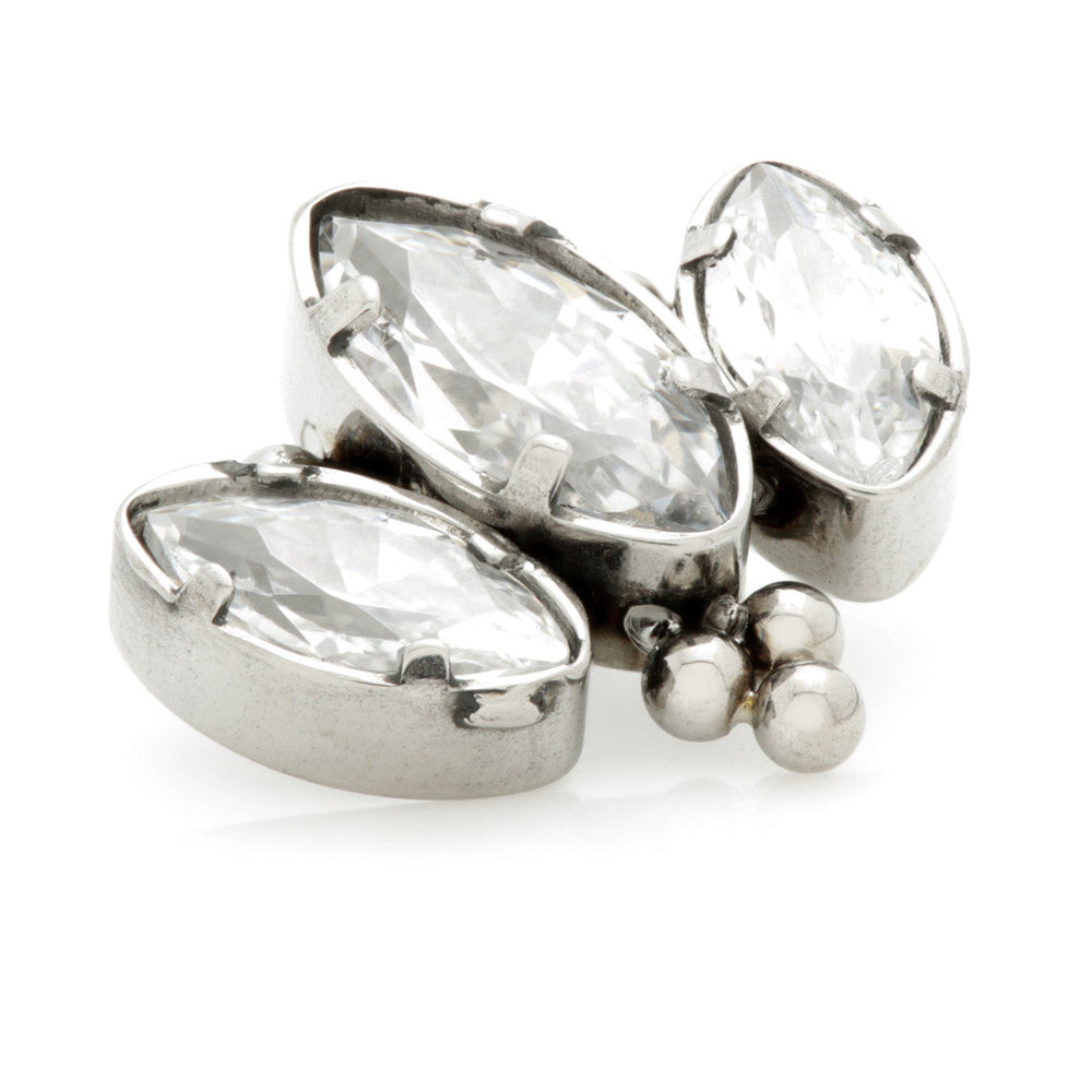 Ti Internal Jewelled Triple Marquise with Tri Beads Attachment (0.9mm thread)
