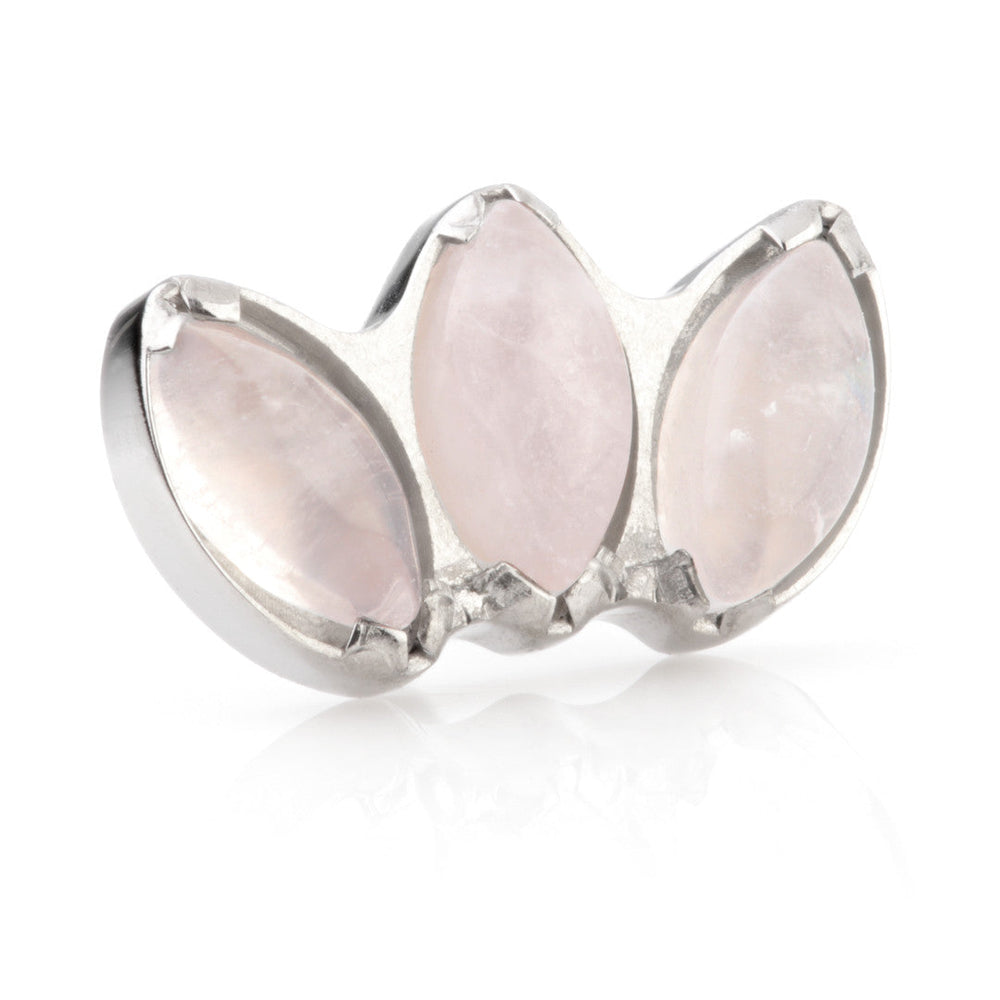 Ti Threadless Triple Marquise Attachment with Rose Quartz Stone